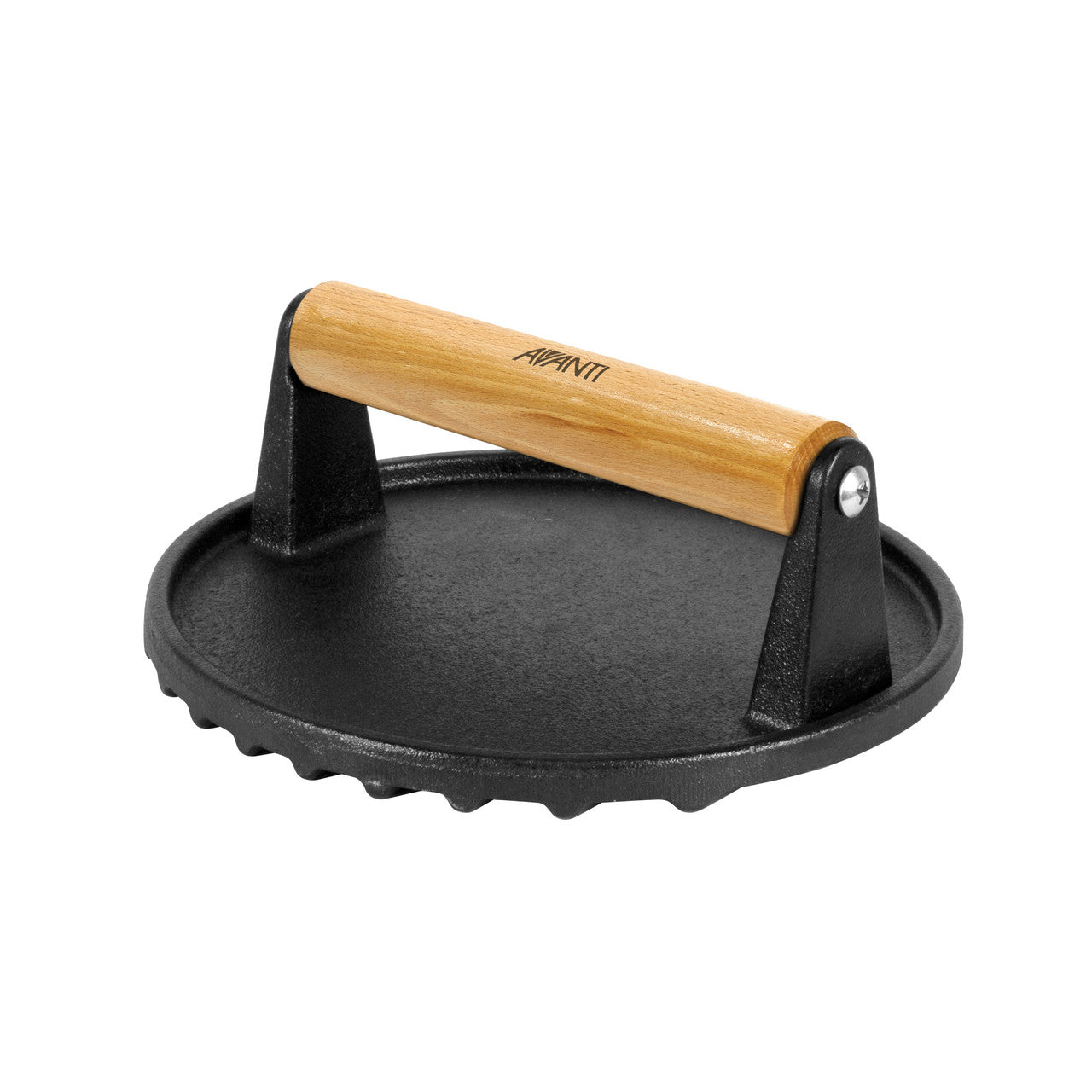 Avanti Round Burger Smasher - Heavy-Duty Cast Iron for Perfect Patties