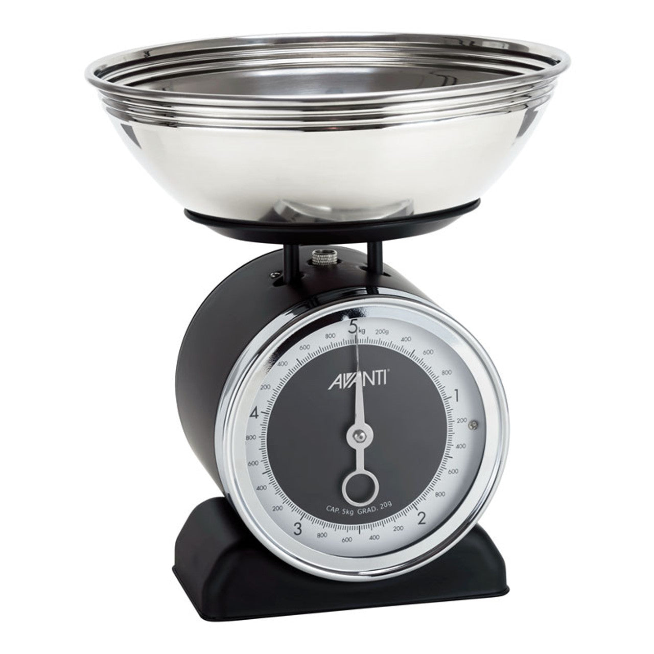 Avanti Vintage Mechanical Scales - Black, 5kg Capacity with Stainless Steel Bowl