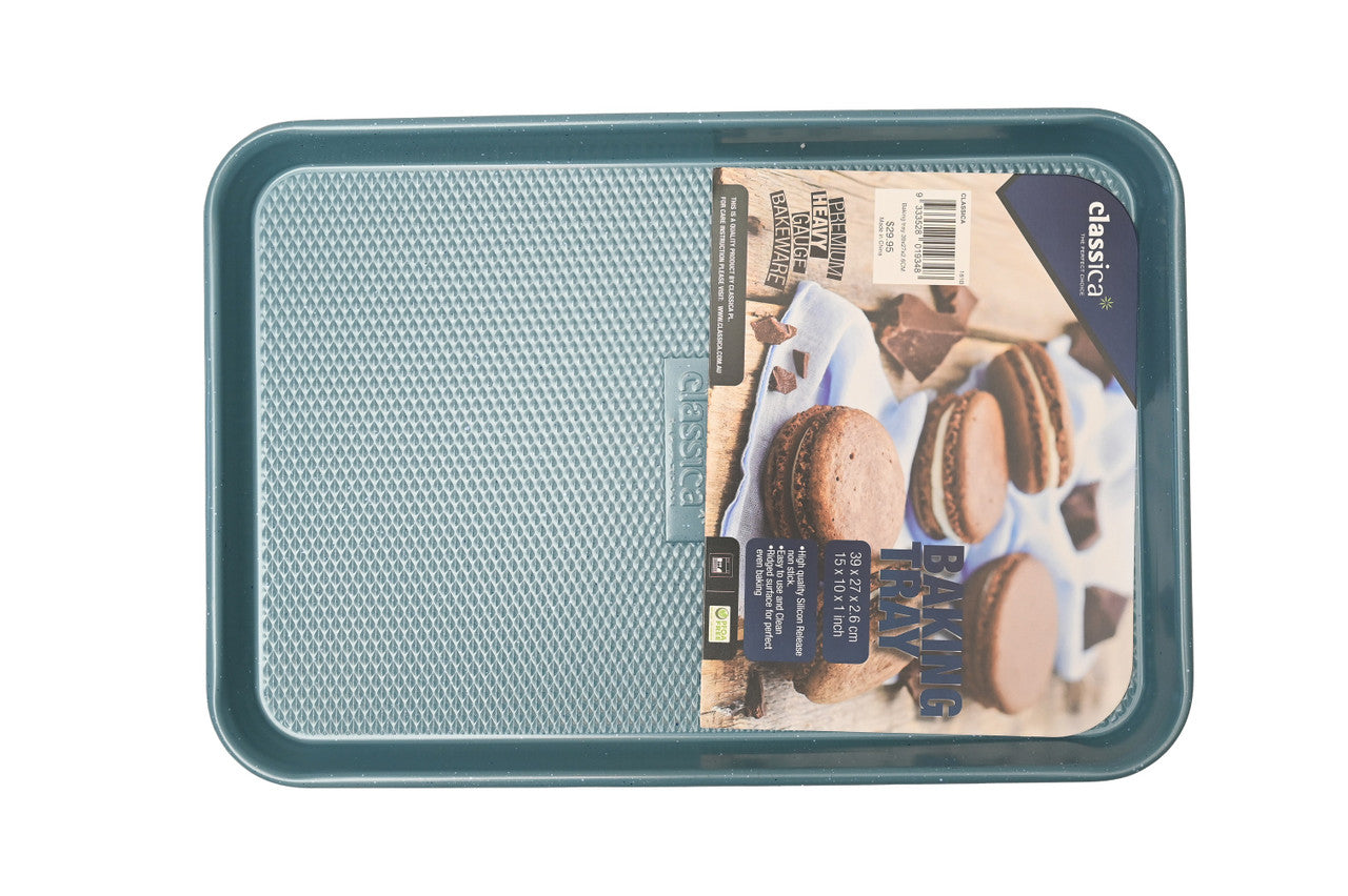 Blue Baking Tray - Premium Heavy Gauge Bakeware, Silicon Release Non-Stick 37cm