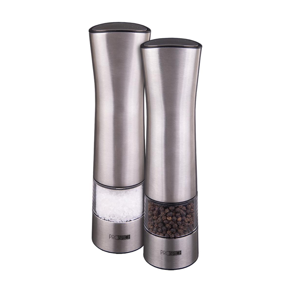 Prospice Stainless Steel Salt and Pepper Mills Grinders Battery Operated 21.5CM