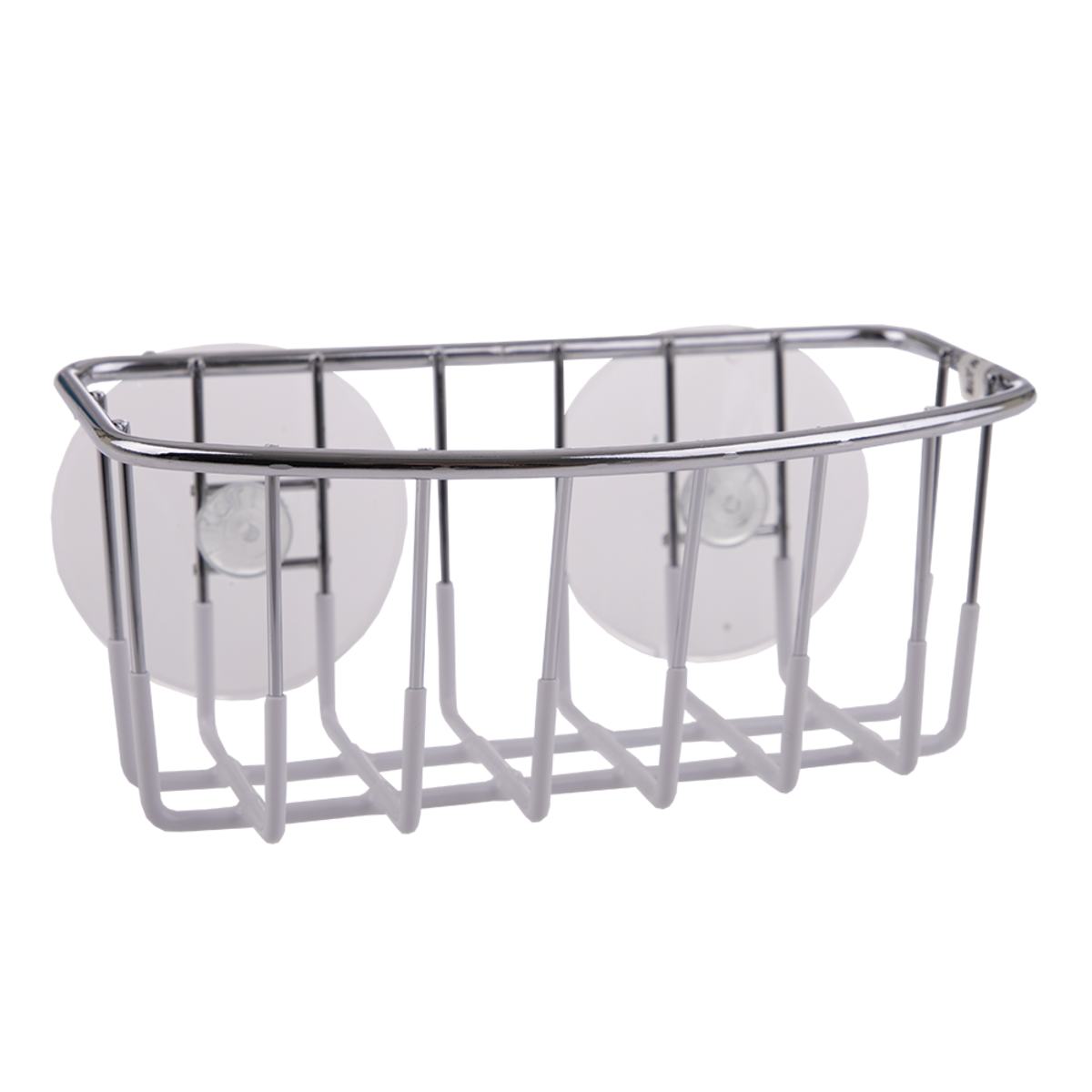 White Stainless steel Sponge Caddy Holder Kitchen Sink Suction Cups Chrome/PVC