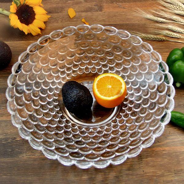 Elegant Crystal Glass Fruit Bowl - Bubble Pattern | 24cm, 28cm, 36cm | High-Quality Lead-Free Glass