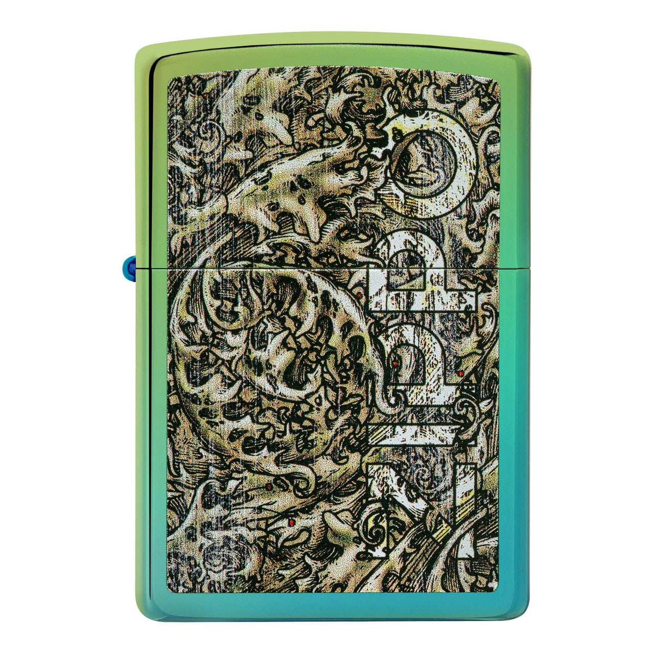 Colour Logo Teal Filigree Design Zippo 98416