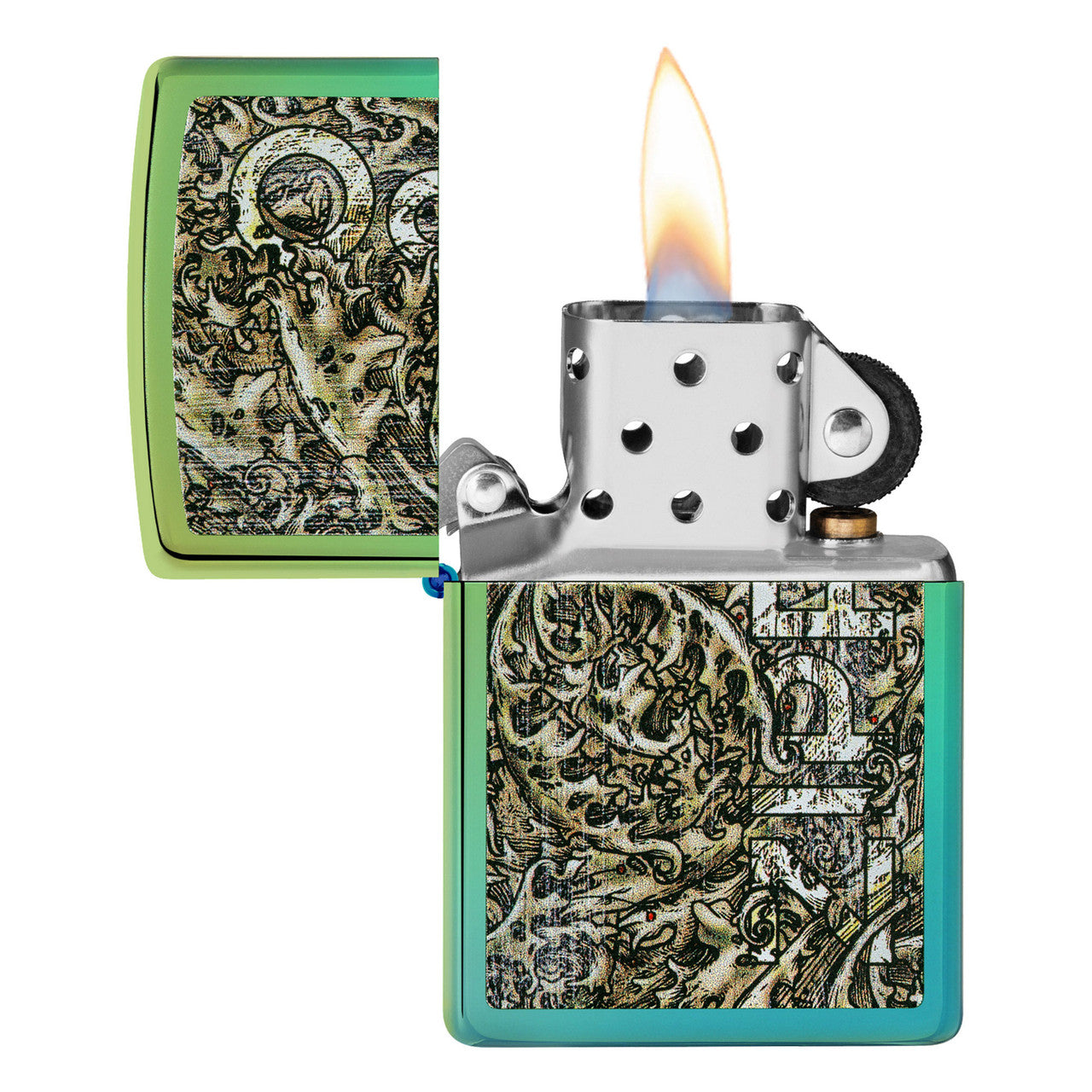 Colour Logo Teal Filigree Design Zippo 98416