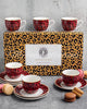 House Of Florence Leopard Edition 12-Piece Espresso Set - Red and Black