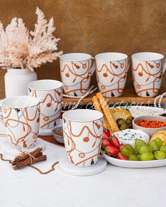 Valentina Designer Inspired Set of 6 Mugs with Elegant Gift Box - 340ml