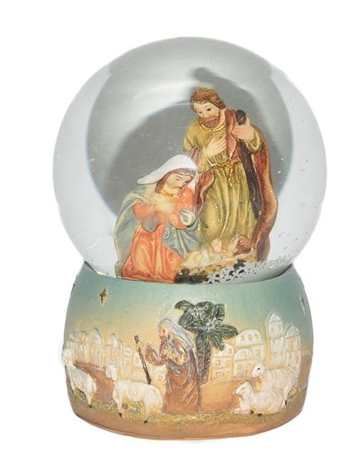 Nativity Musical Snow Globe - Glass & Resin - Beautiful Nativity Scene - Christmas Decor