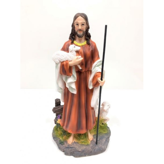 48cm Resin Statue - Jesus the Shepherd - Colorful Detailing Religious Sculpture