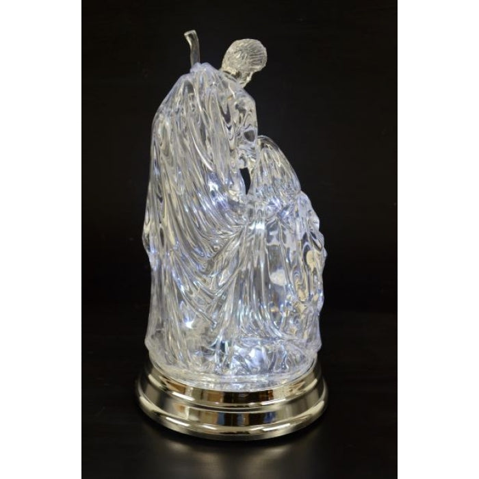 Clear Nativity Set with Lights and Music - 16x16x31cm - Christmas Decor Plays Carols - Joseph, Mary, Baby Jesus