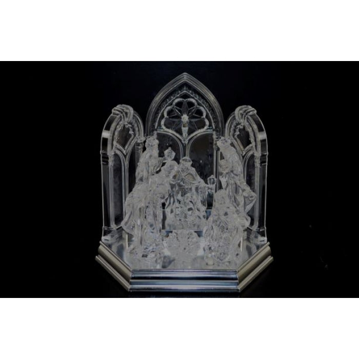 Hexagon Clear Nativity Set with Lights and Music - 20x15x20cm - Christmas Decor Plays Carols