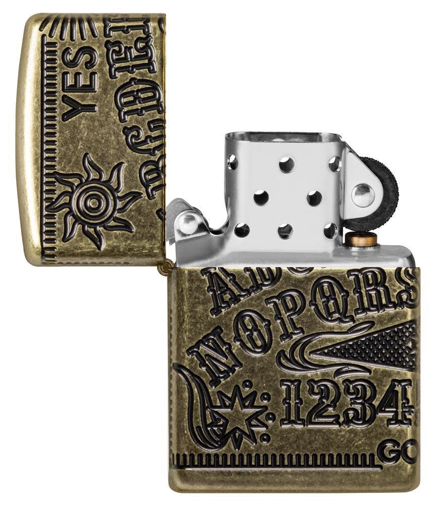 Brass Ouija Board Zippo Lighter - 360° MultiCut Engraving, Windproof