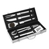 Avanti BBQ Essentials Tool Set - 6 Piece Stainless Steel Kit with Carry Case - Turner, Tongs, Fork, Knife, Brush