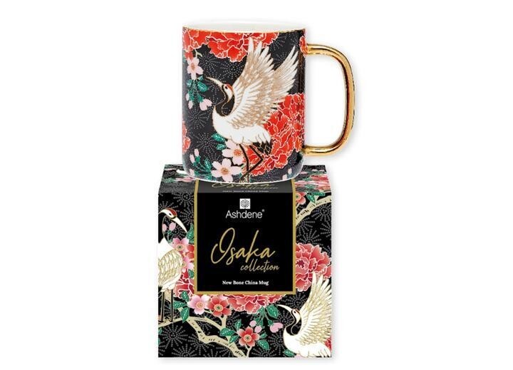 Limited Edition Black Osaka Collection Japan Crane Mug New Bone China Gift Box