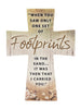 Religious Ceramic Cross with Scribe - 10CM - Footprints in the sand