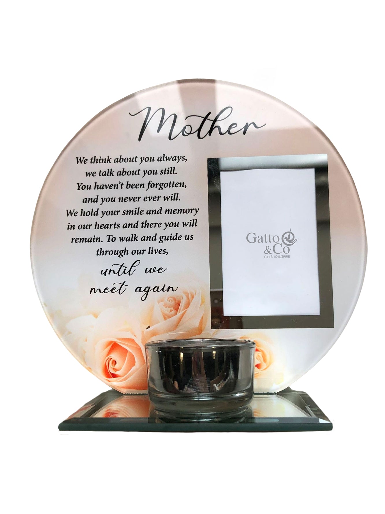 Memorial Glass Photo Frame Mother with Tealight Candleholder