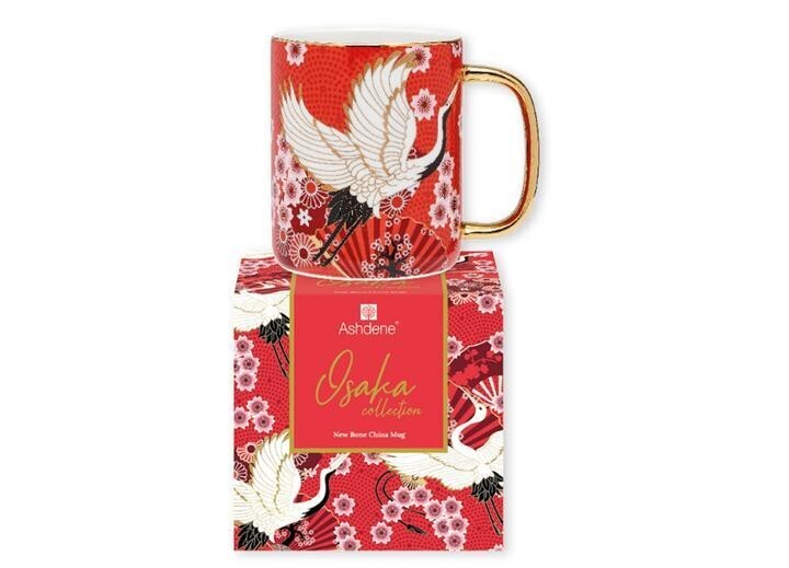 Limited Edition Red Osaka Collection Japanese Crane Mug New Bone China Gift Box