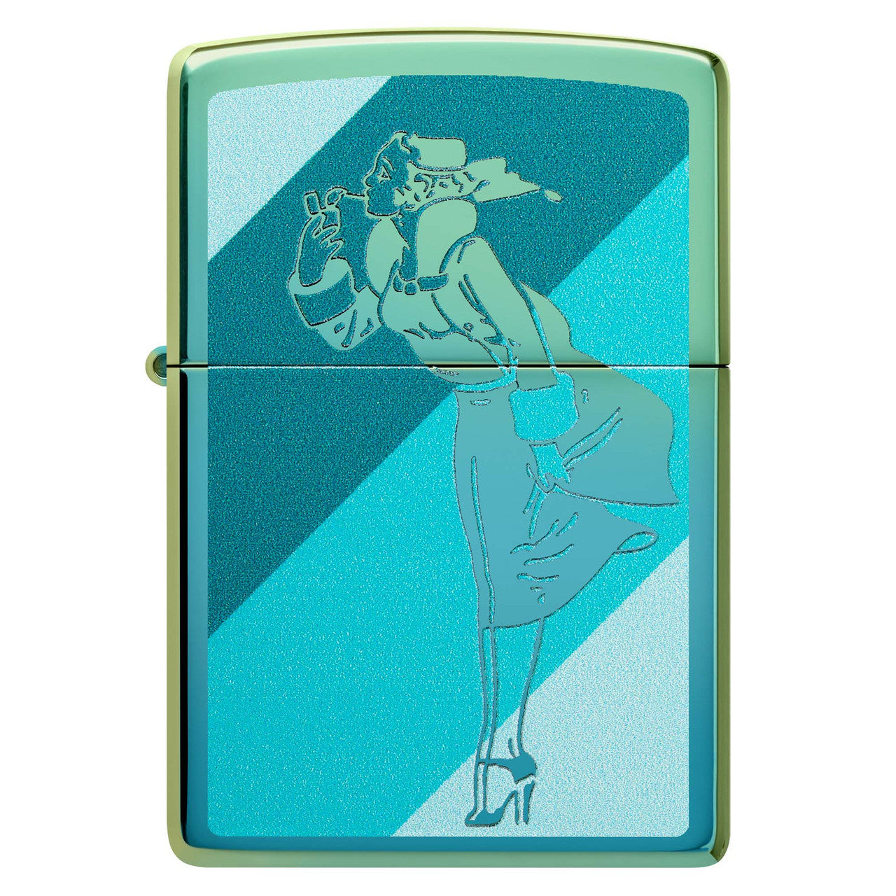 Genuine Zippo Teal Windy Design Gift Box 97457