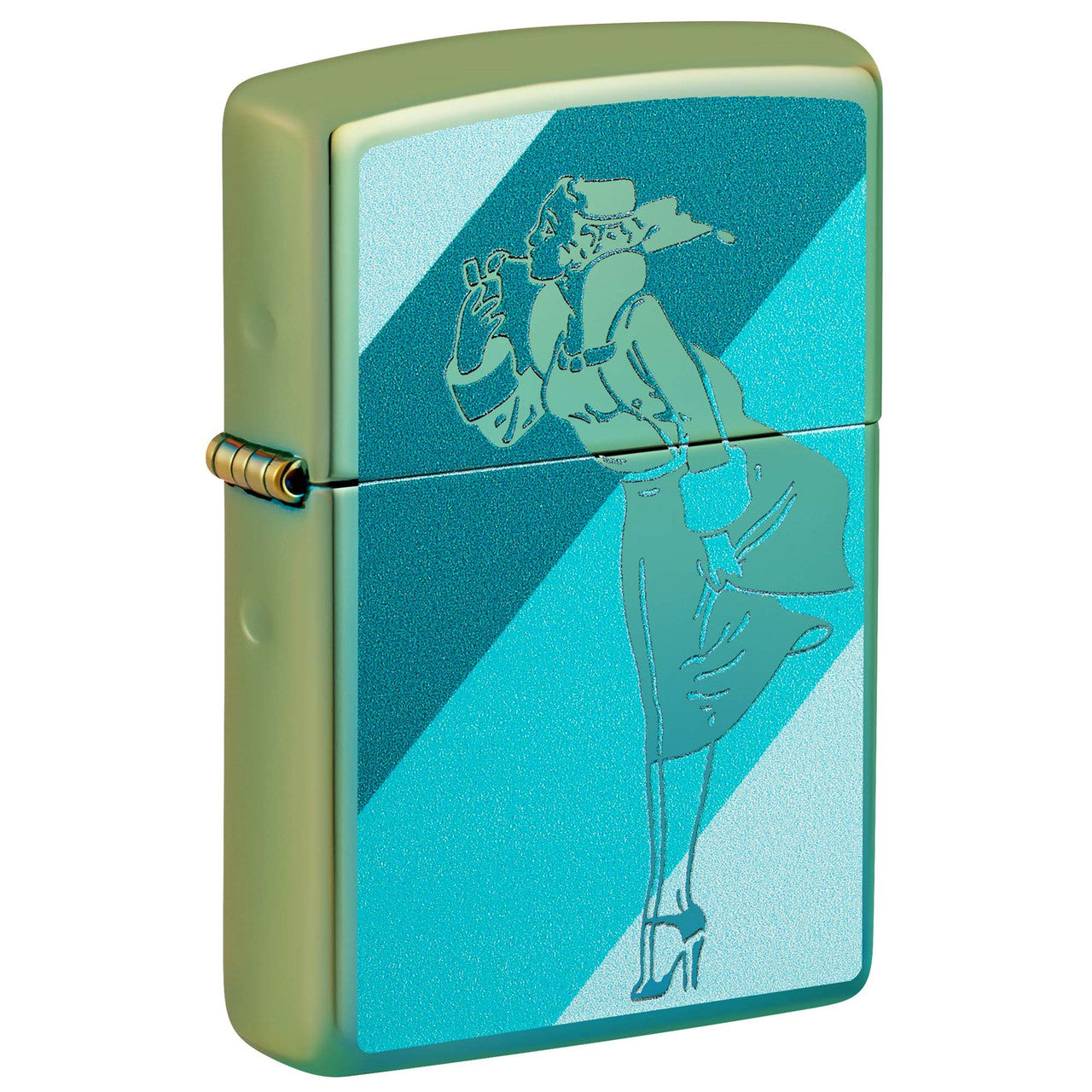 Genuine Zippo Teal Windy Design Gift Box 97457