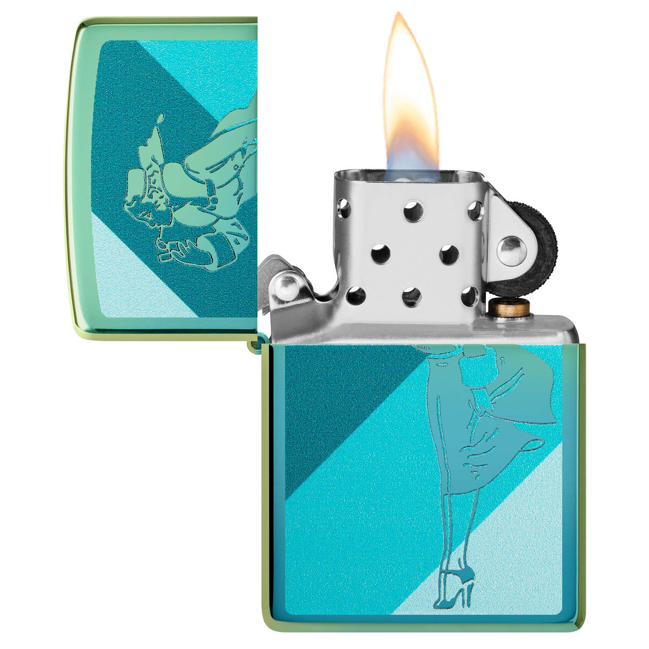 Genuine Zippo Teal Windy Design Gift Box 97457