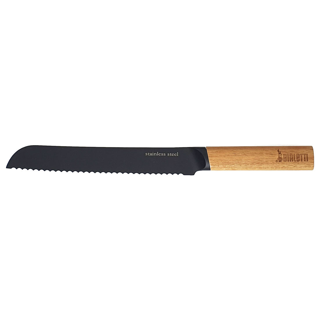 Bread Knife with Wooden Handle Black Blade 8 Inch Bialetti St. Clare