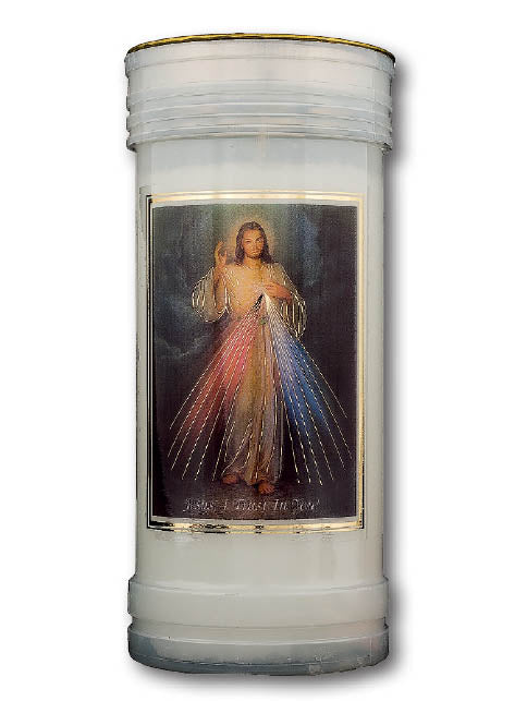 Religious Devotional Candle Jesus Divine Mercy White 70 hours burning time