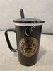 Coffee Mug with Lid and Spoon Medusa Black Gold Gift Box 400ml