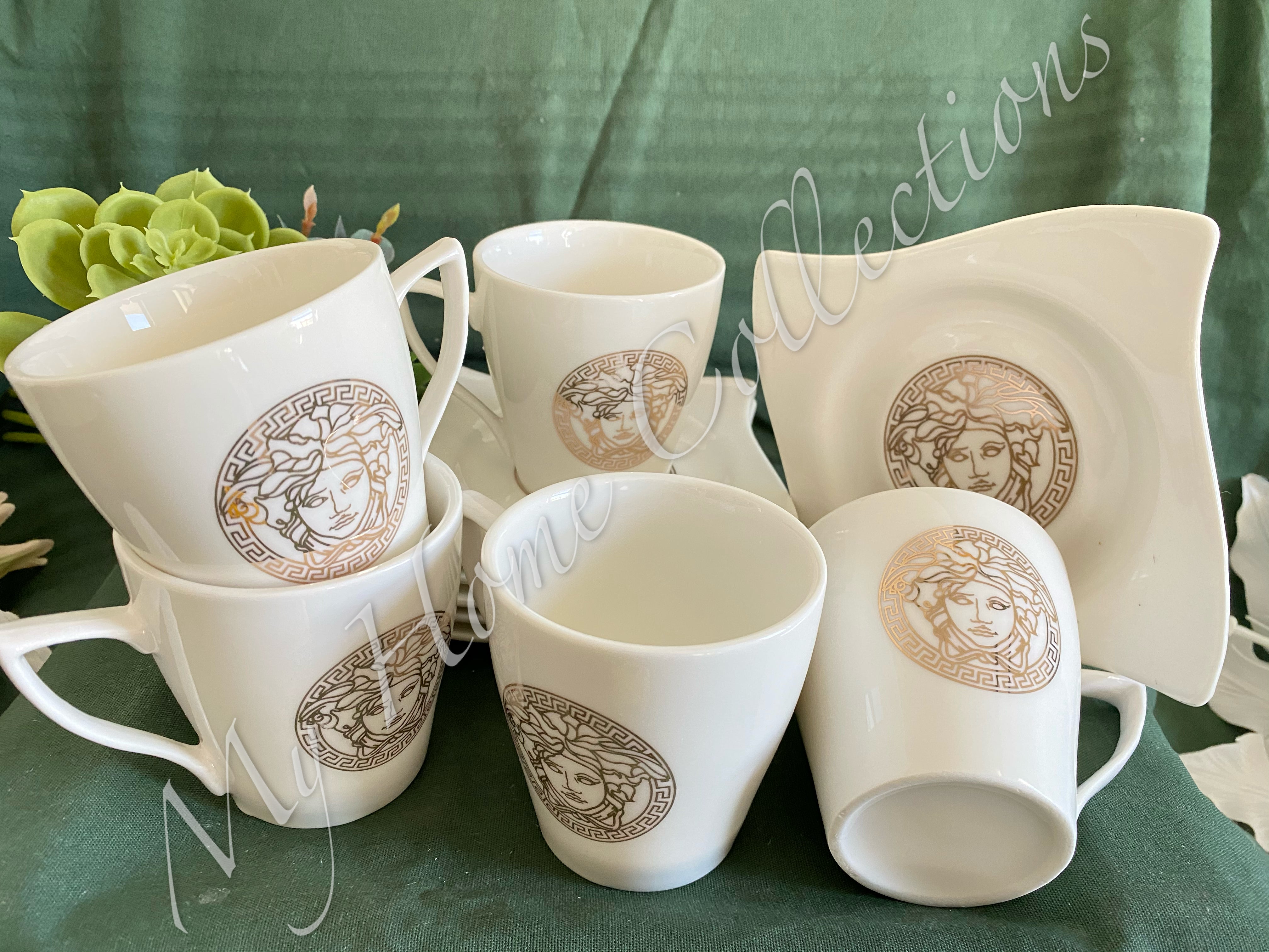 Coffee Cup & Saucer 12pc Medusa (Silver White) or (Gold White) 240ml