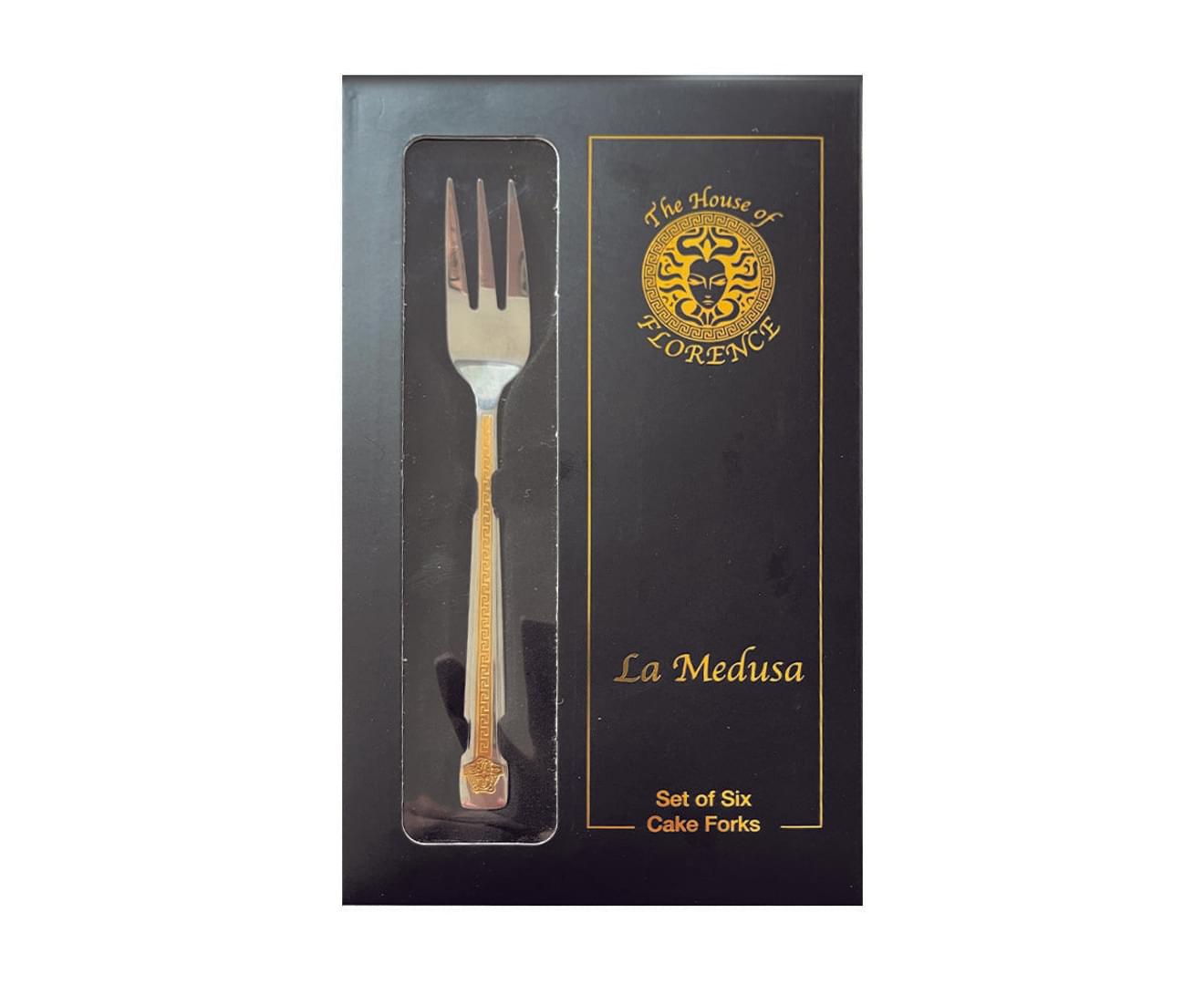 The House of Florence Medusa Set of 6 Gold Stainless Steel Cake Forks