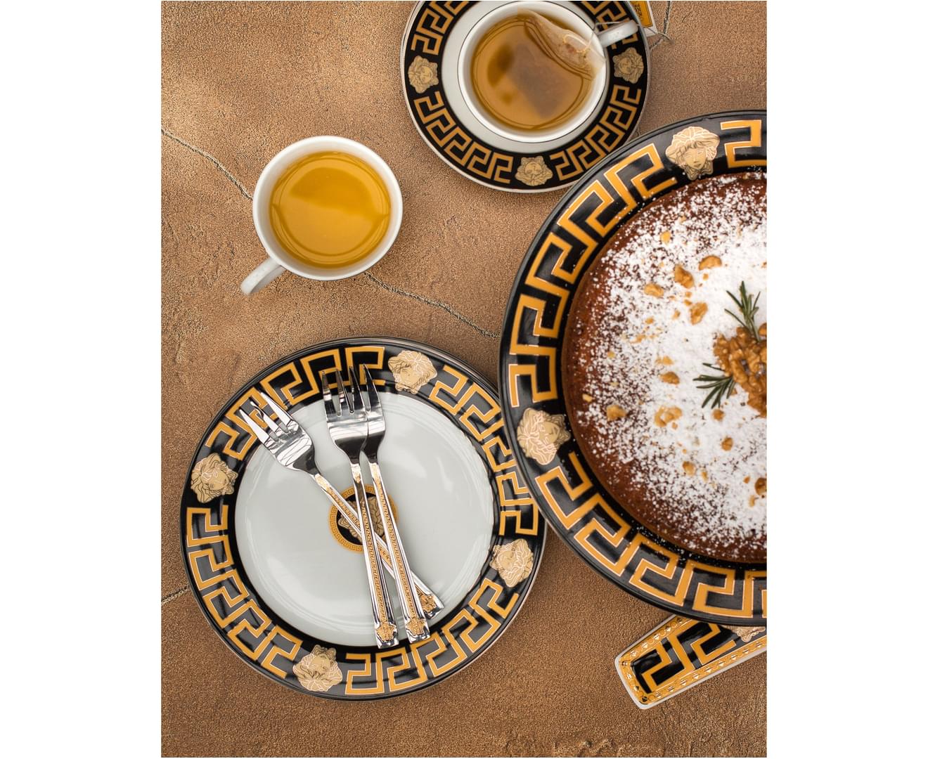 The House of Florence Medusa Set of 6 Gold Stainless Steel Cake Forks