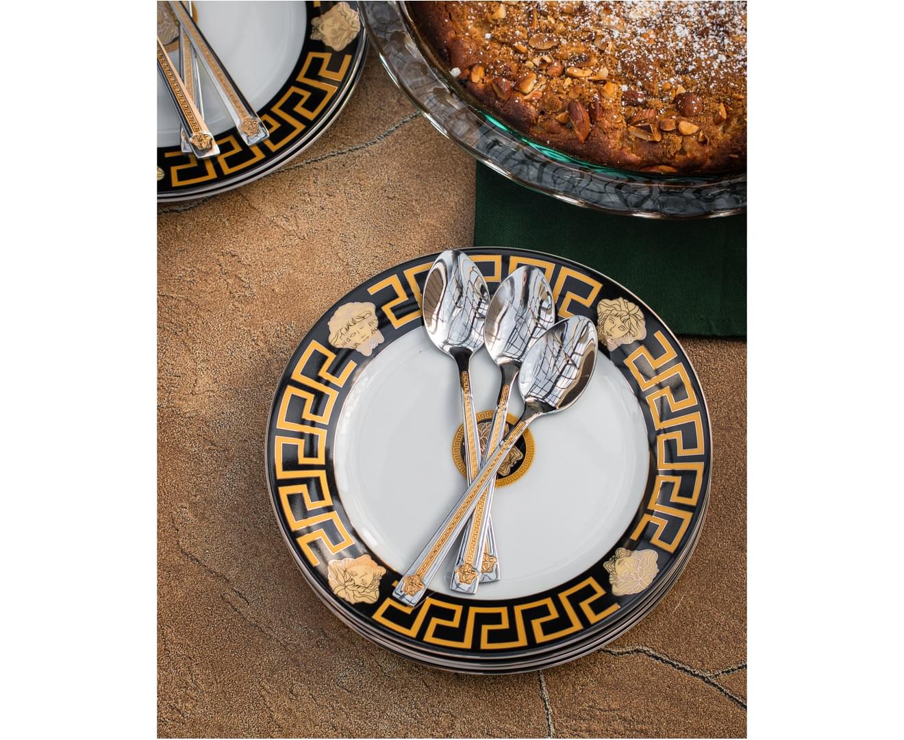 The House of Florence Medusa Set of 6 Gold Stainless Steel Tea Spoons With Gift Box