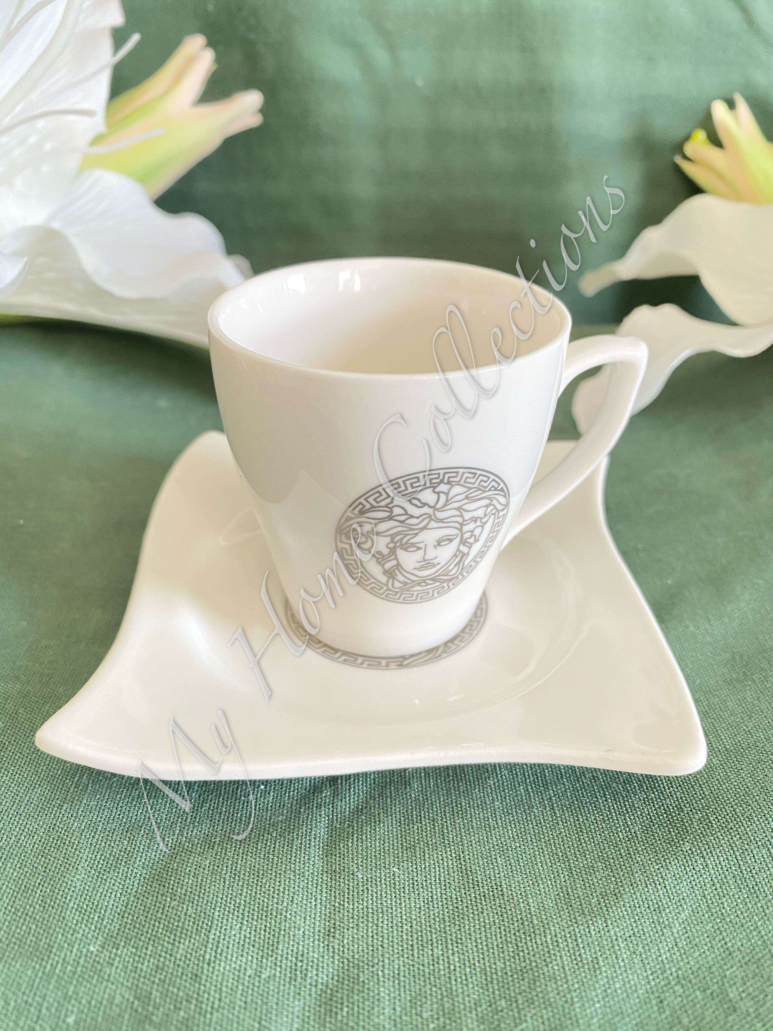 Coffee Cup & Saucer 12pc Medusa (Silver White) or (Gold White) 240ml