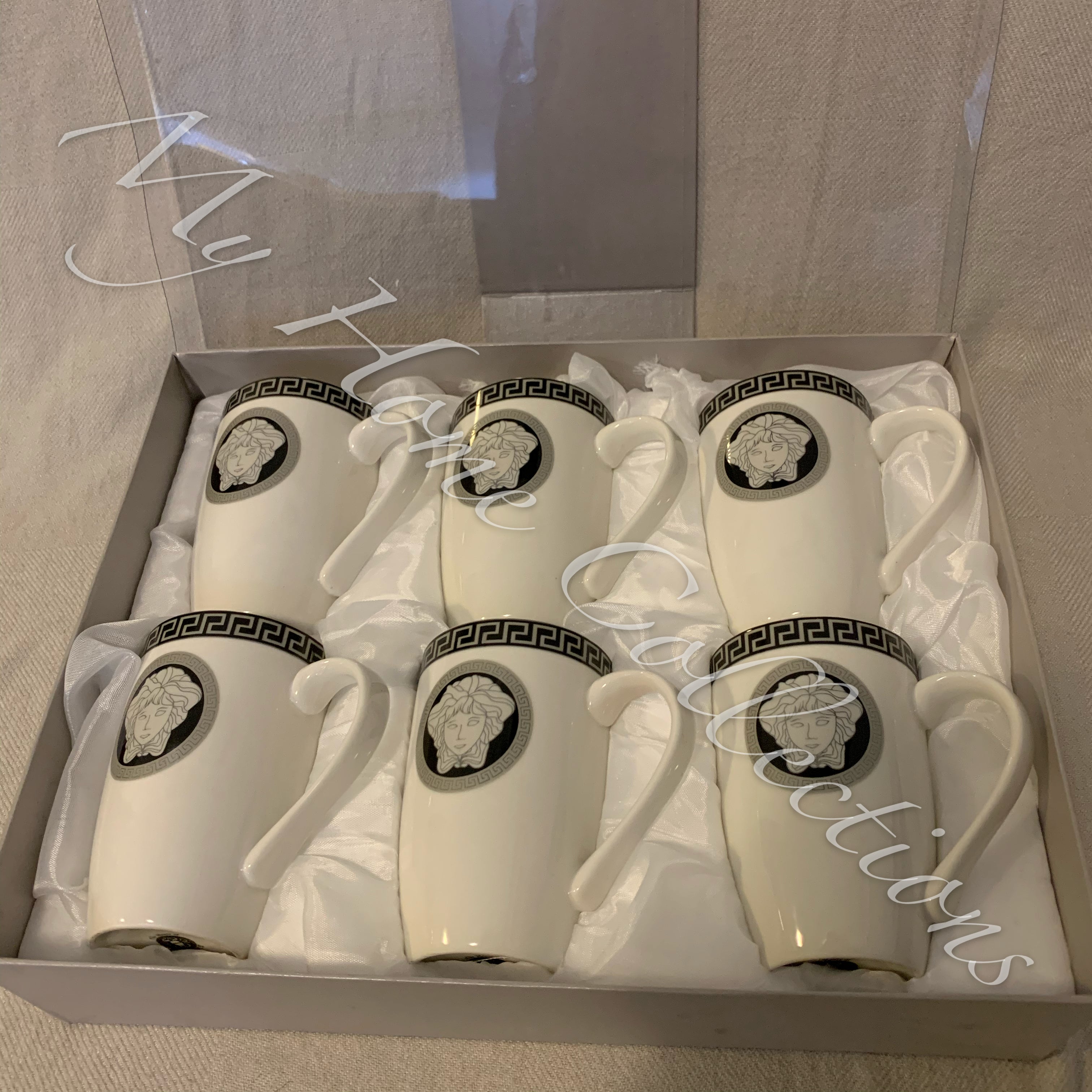 6pc Coffee/Tea Mugs Set Medusa (Gold and Black) or (Silver and Black) 300ml